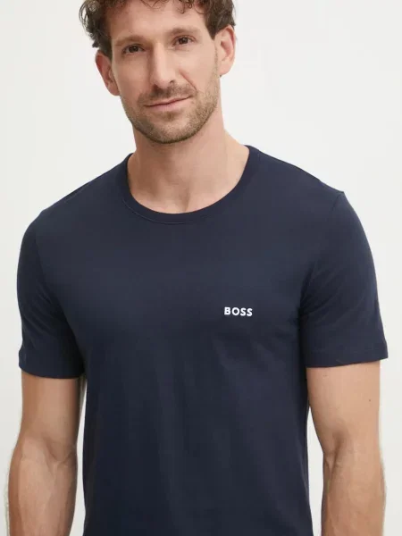 BOSS tricou din barbati albastru marin neted alb
