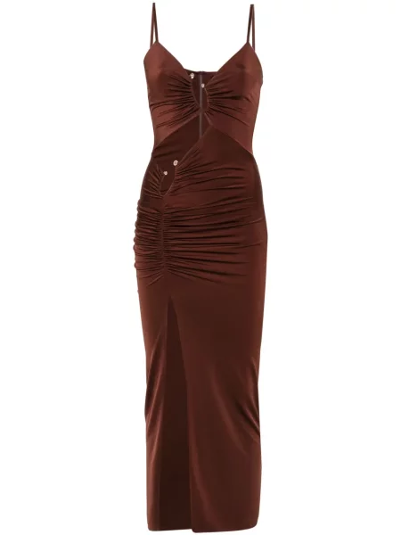 Rochie midi Nissa până la genunchi de costum maro