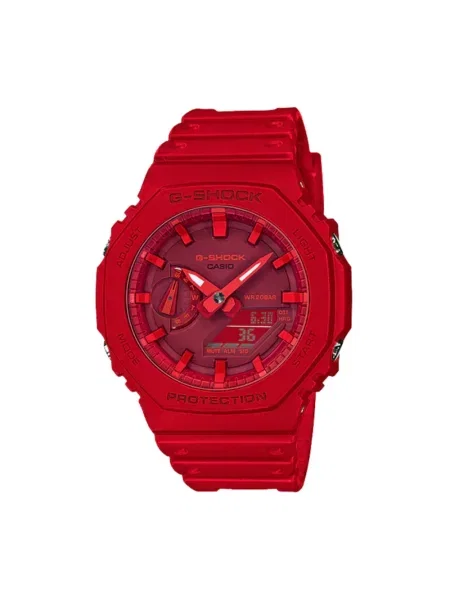 Lniany zegarek G Shock czerwony