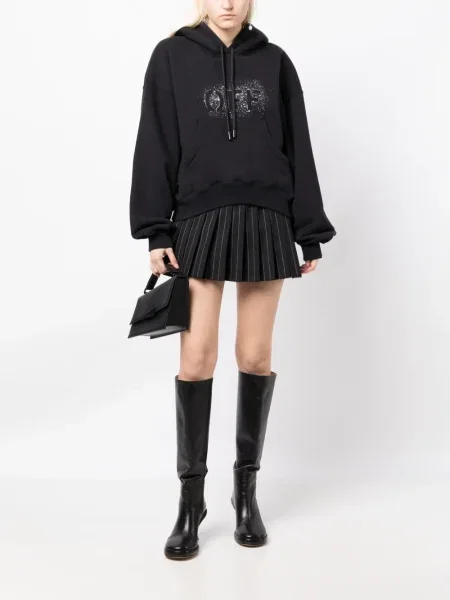 Hanorac cu glugă Off-white cu autograf alb