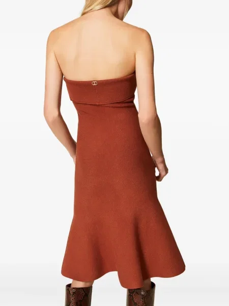Rochie midi Twinset până la genunchi de costum maro