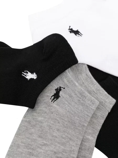Слаб чорапи Polo Ralph Lauren с V-образно деколте с автограф сиво