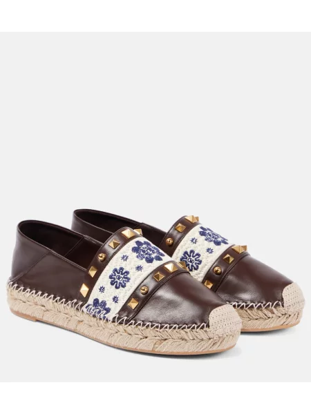 Espadrile Valentino Garavani din piele maro
