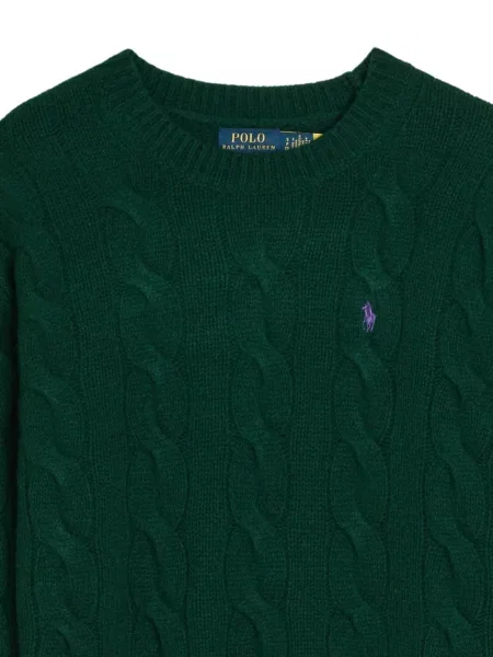 Плетена риза Polo Ralph Lauren с качулка с кръгло деколте синьо