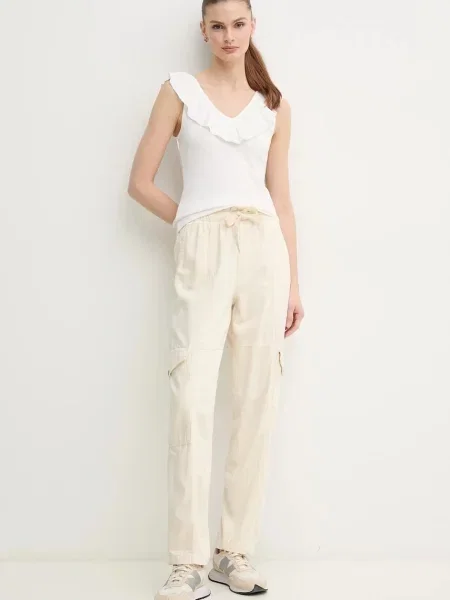 Pepe Jeans spodnie HADDA PANT fason cargo high waist beżowy