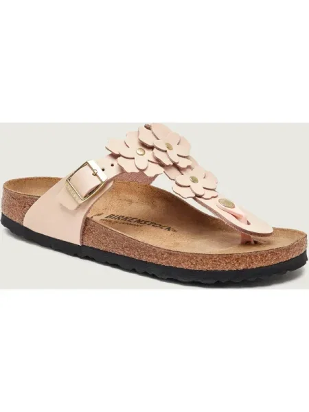 Șlapi Birkenstock cu model floral din piele roz