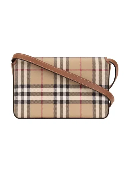 Body Burberry skórzany w kratę retro beżowy