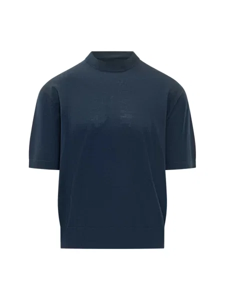 Sweter Laneus z krótkim rękawem niebieski
