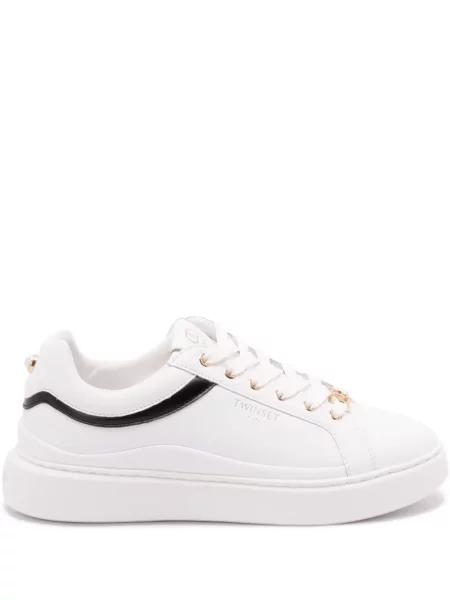 Sneakersy Twinset sznurowane skórzane białe