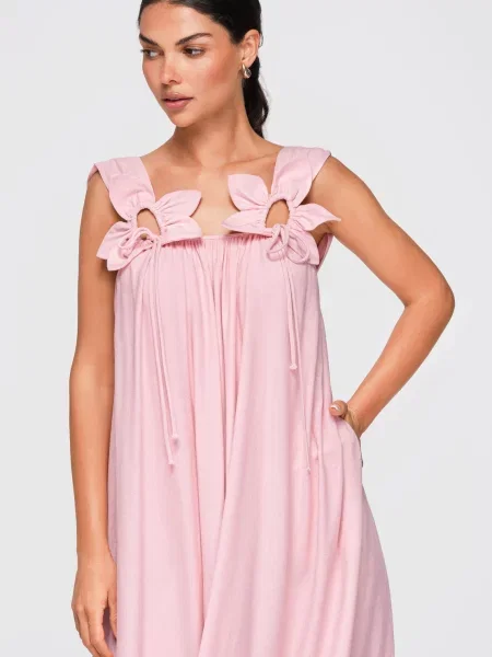 Rochie maxi Ombre cu aplicații roz