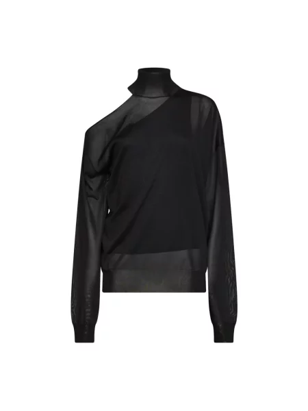 Sweter z golfem Fendi z organzy do golfa czarny