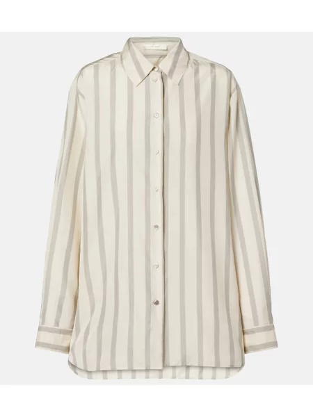 Jedwabna koszula The Row w paski biała
