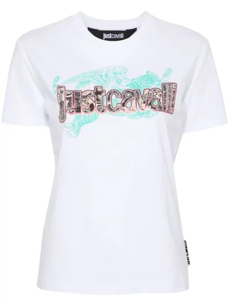 Tricou Just Cavalli cu imagine alb