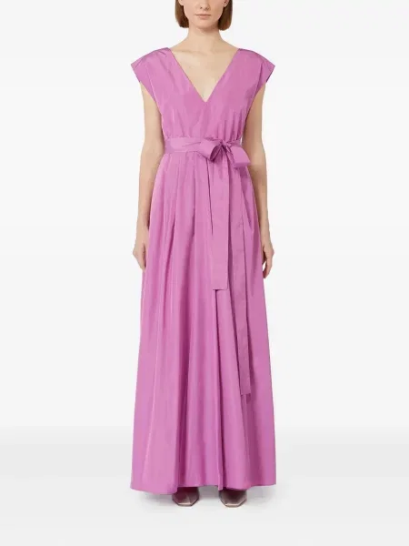 Rochie maxi Max Mara cu decolteu în V de costum roz