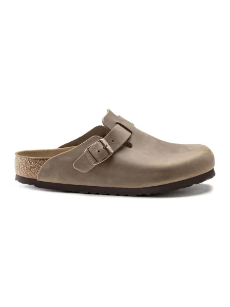 Klapki mules Birkenstock skórzane brązowe