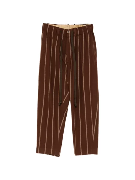 Pantaloni Uma Wang cu dungi cu cordon maro