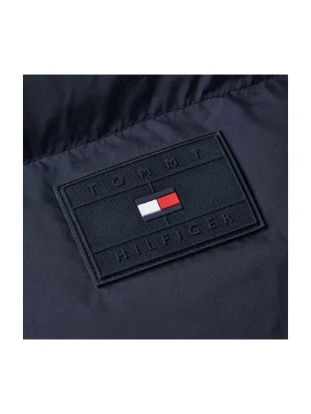 Geacă cu puf Tommy Hilfiger cu glugă albastru