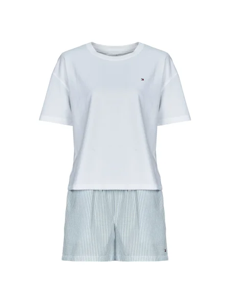 Tricou Tommy Hilfiger din jerseu scurt alb