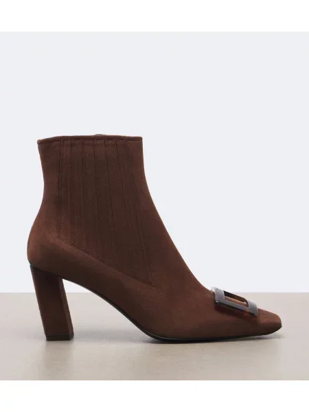 Cizme scurte Roger Vivier din piele de căprioară maro