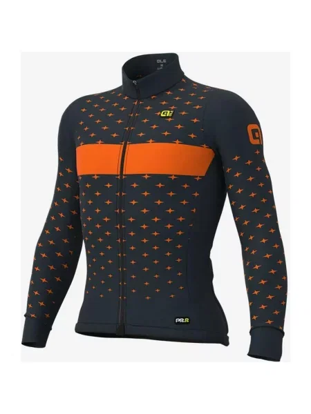 Koszulka rowerowa Alé Stars PRR długi rękaw ciemnoszary pomarańczowy fluo XS szara
