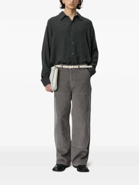 Pantaloni Mfpen de catifea cord gri