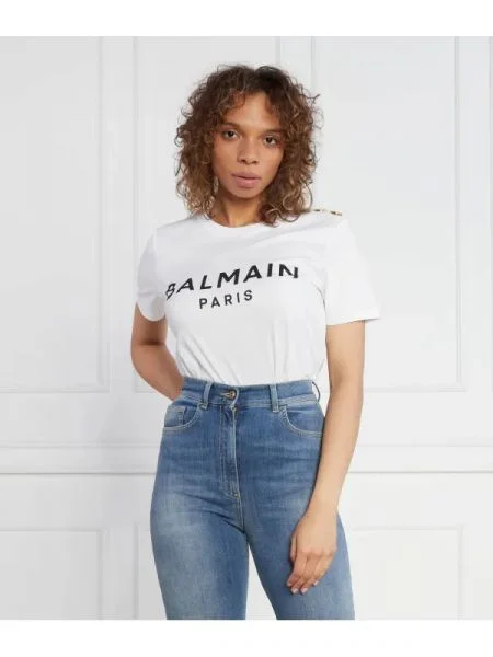 Balmain Tricou PRINTED alb