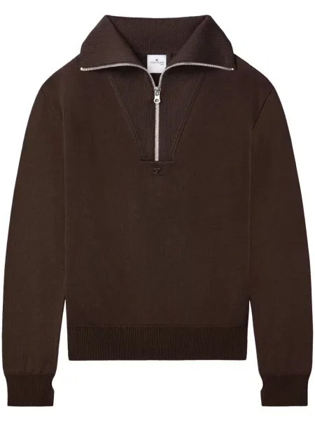 Pulover Courreges cu broderie de lână maro