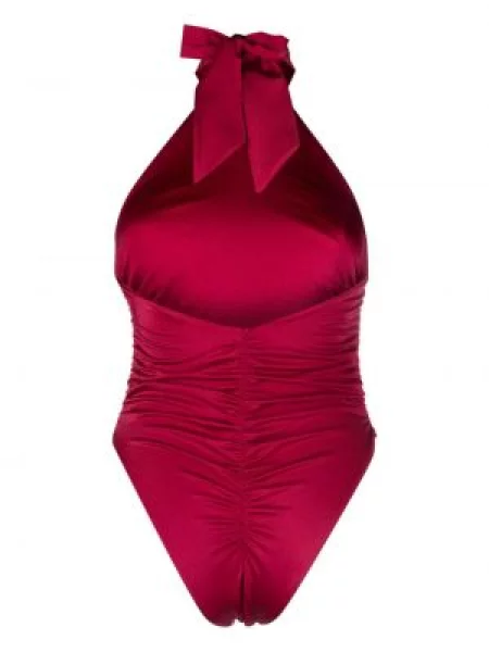 Plavky Noire Swimwear s výstřihem halter červené