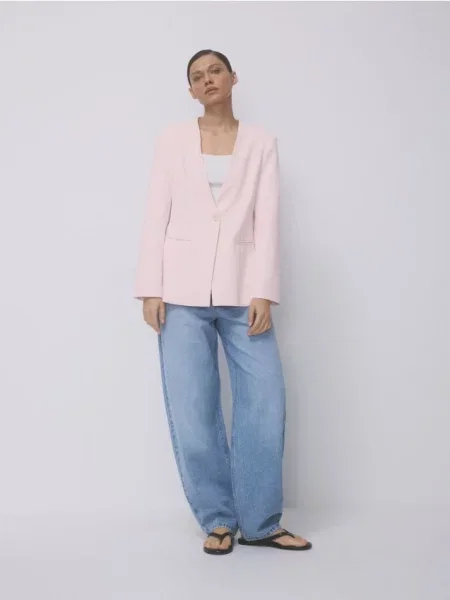 Reserved Однобортний блейзер пастельний рожевий