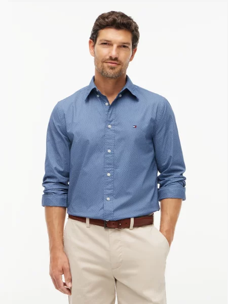 TOMMY HILFIGER Košeľa FLEX svetlomodrá / tmavomodrá modrá