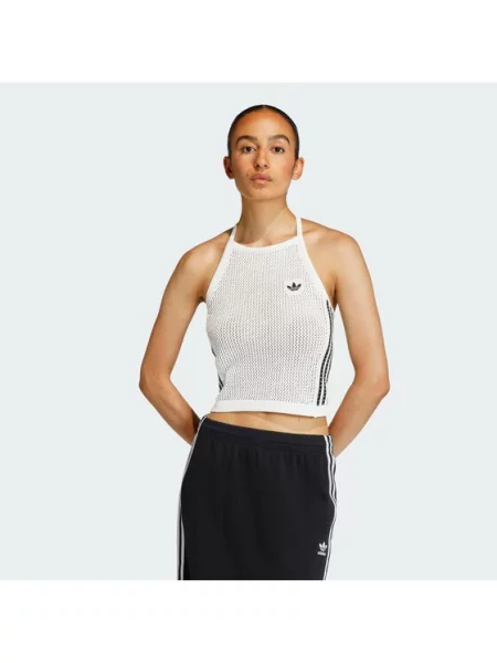 Adidas Top Knitted Crochet alb