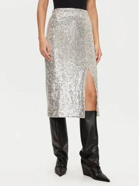 Morgan Fustă tip creion argintiu