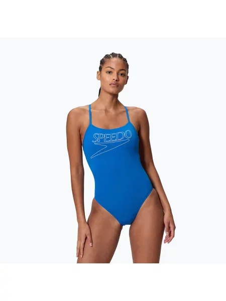 Дамски цял бански костюм Speedo Endurance+ Logo Thin Strap turkish sea синьо