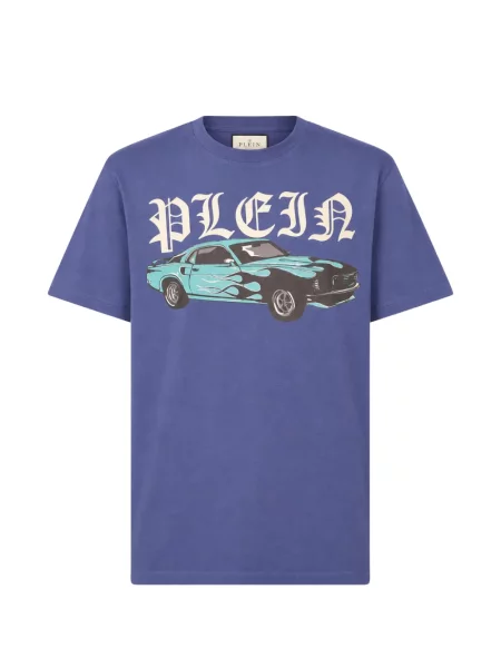 Tricou Philipp Plein cu imagine albastru