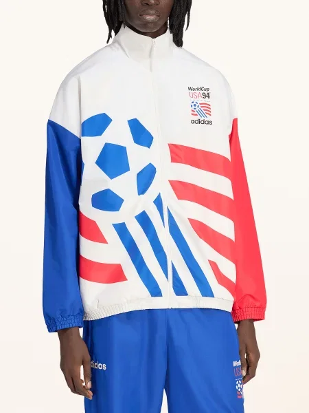 Adidas Tréninková Bunda Graphic / červená / modrá bílá