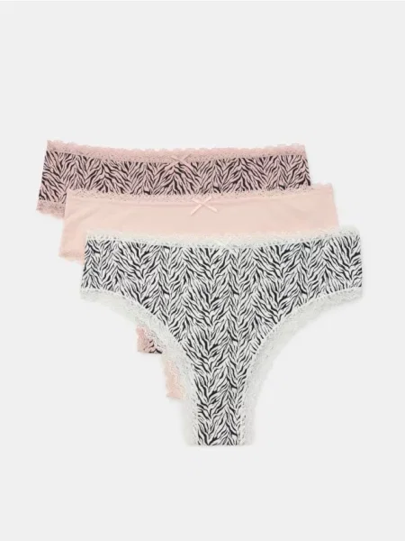 Бразильські трусики з мереживом набір з 3 штук різнобарвний