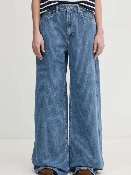Pepe Jeans jeansi WIDE LEG JEANS UHW JAIMY femei albastru