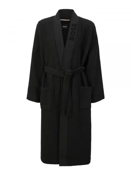 Boss Halat Waffle Kimono negru
