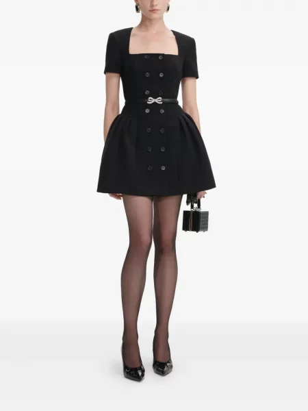 Krótka sukienka mini Self-portrait dwurzędowa garniturowa czarna