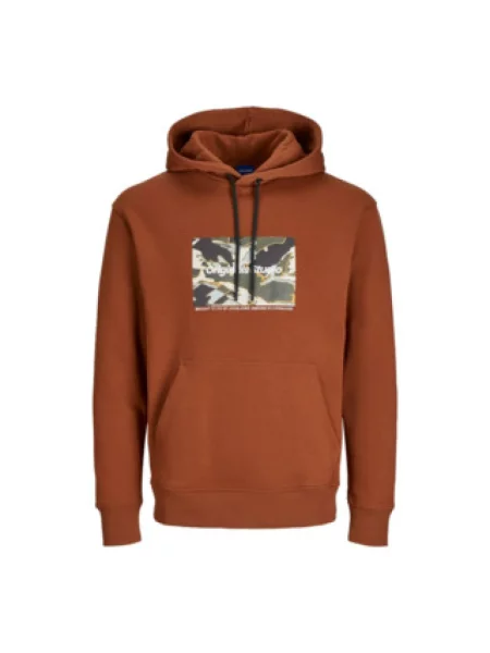 Bluza z kapturem Jack & Jones z kapturem brązowa
