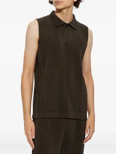 Αμάνικο polo Homme Plissé Issey Miyake καφέ