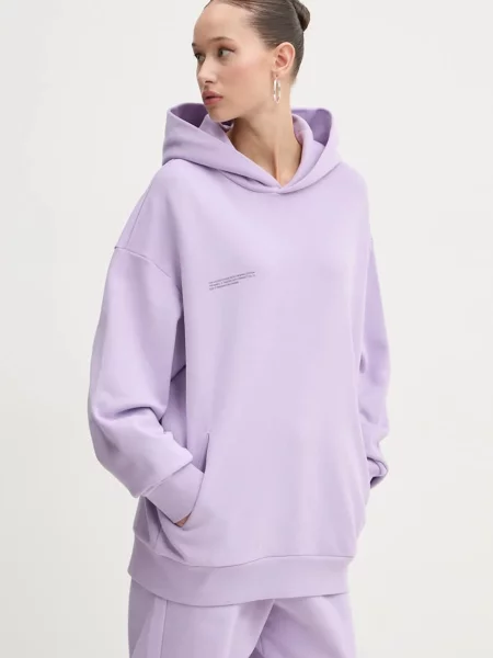 Свитер Pangaia с капюшоном с принтом фиолетовый