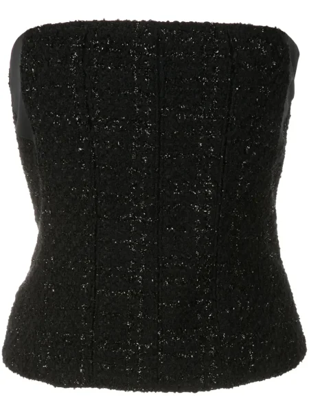 Top Gloria Coelho w kratkę bez ramiączek czarny