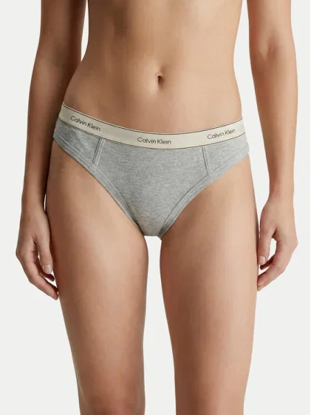 Calvin Klein Underwear Tanga gri / negru alb