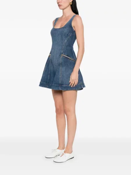 Rochie mini Self-portrait cu volane de costum mini albastru