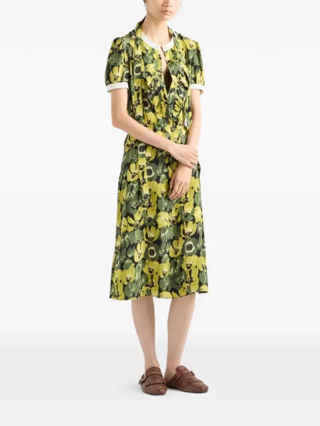 Rochie Prada din crep de costum galben