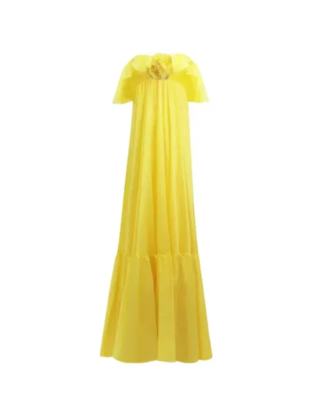 Rochie Gemy Maalouf cu model floral cu volane galben