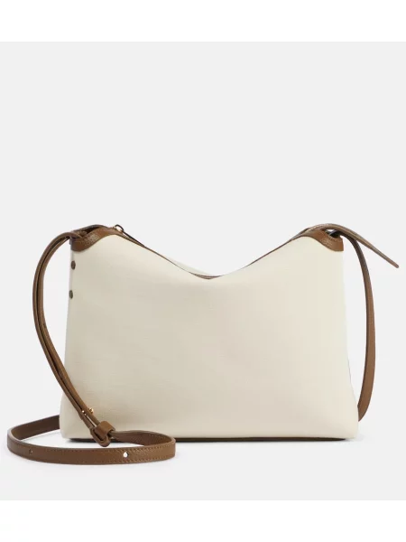 Usnjena crossbody torbica Khaite bela