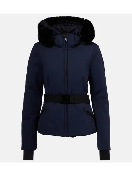 Jeździć na nartach sztuczne futro kurtka narciarska Goldbergh niebieska