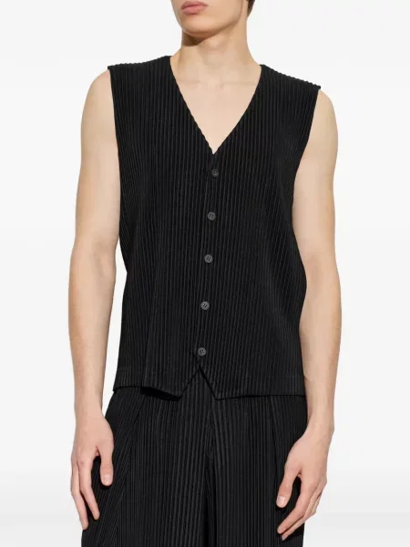 Γιλέκο Homme Plissé Issey Miyake με λαιμόκοψη v μαύρο